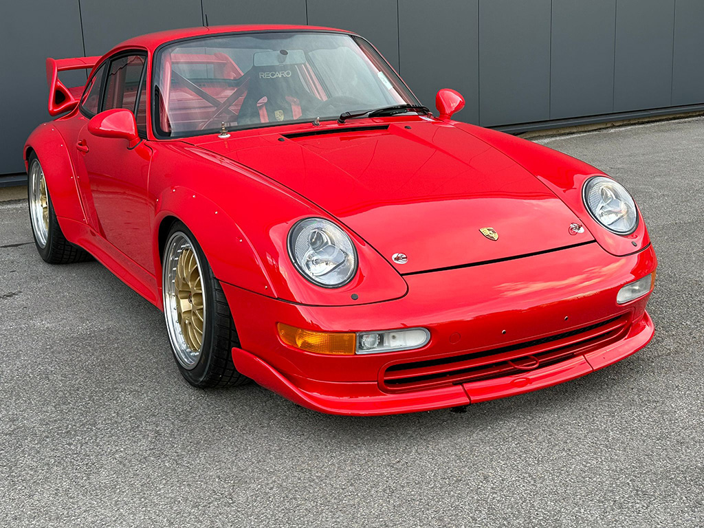 1997 Porsche 911 Cup 3.8 RSR in Guards Red, front three-quarter view