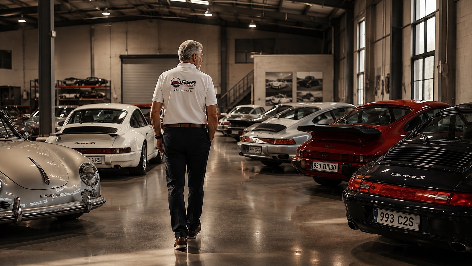 Ralf Bahr walking the RGB Motors collection floor